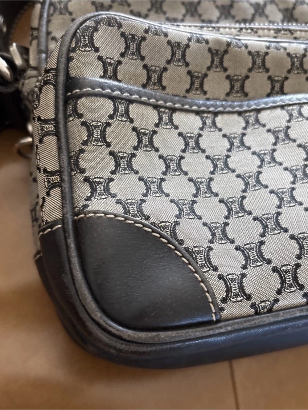 Vintage Celine Triomphe Patterned Canvas And BlueLeather Crossbody/shoulder bag - Picture 12 of 16